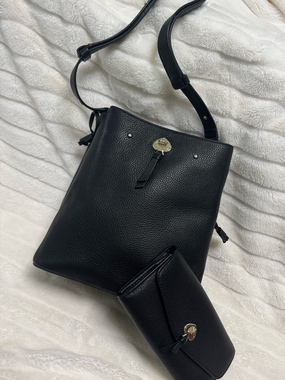 kate spade Black Pebbled Leather Crossbody with Wallet